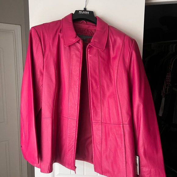 Wilsons Leather Pink Leather Jacket Modern Structured Design - Picture 2 of 5